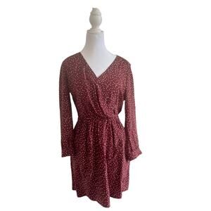 Madewell Kali Polka Dot‎ Silk Dress in Cabernet